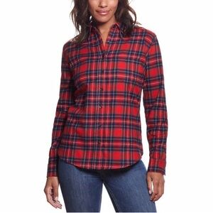Weatherproof Red and Black Plaid Button-Down Shirt